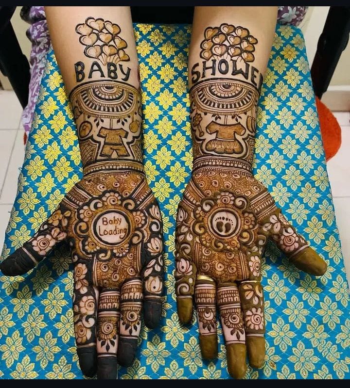 Beautiful baby shower mehandi design in Bangalore