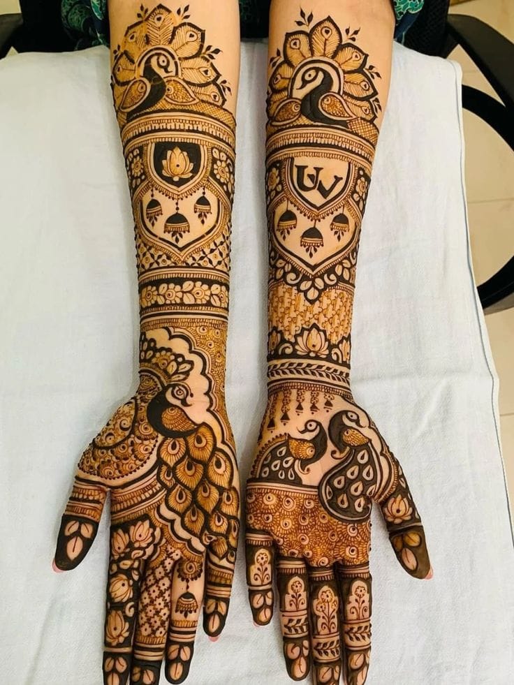 Bridal Mehandi design on bride's hands by Bangalore Mehandi Artist