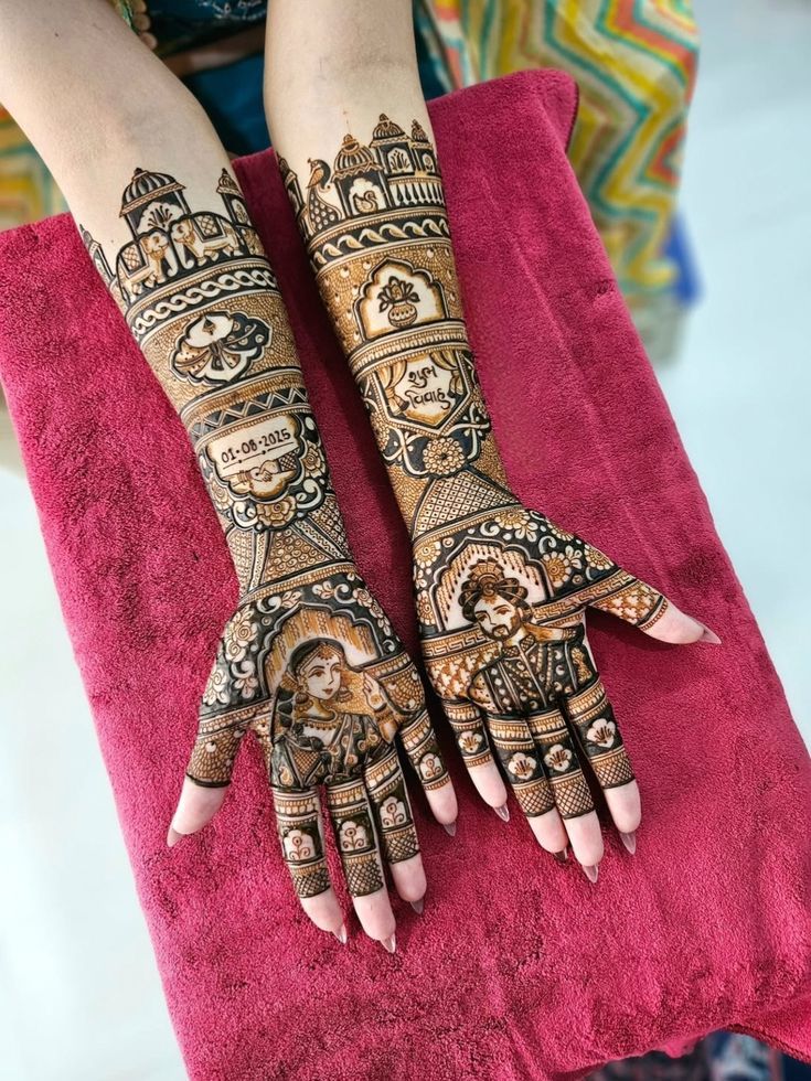 Mughal inspired bridal mehandi with intricate patterns