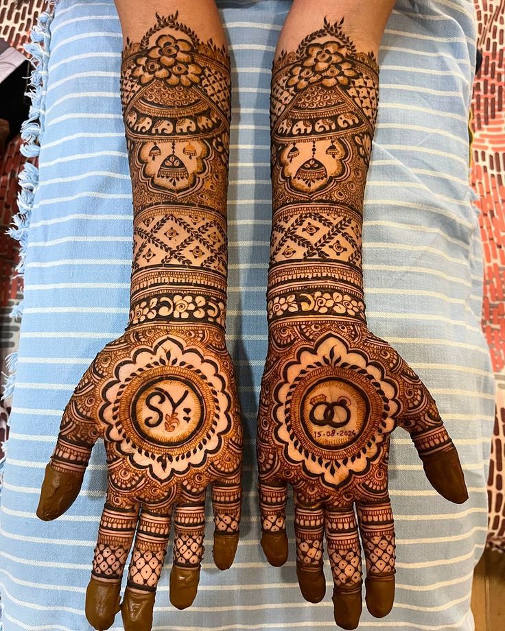 Floral engagement mehandi design Bangalore