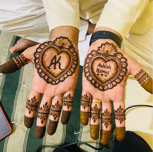 Groom mehandi geometric design Bangalore